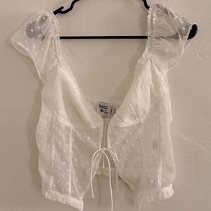 Princess Polly White Sheer Polka Dot Blouse